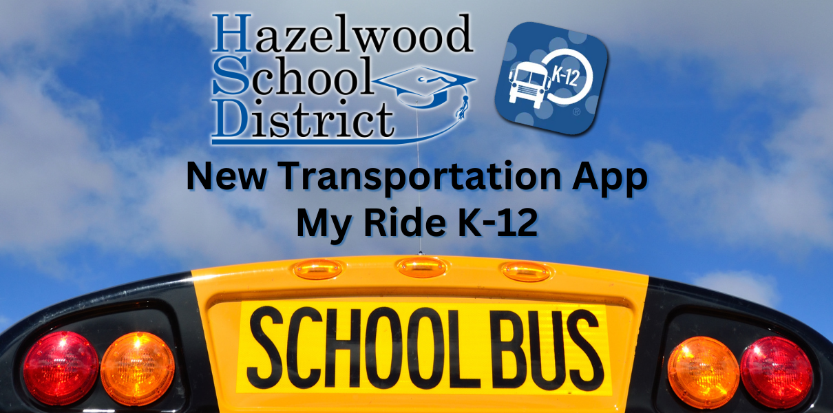 Hazelwood School District-New Transportation App-My Ride K-12-Picture of the top part of school bus against a cloudy sky